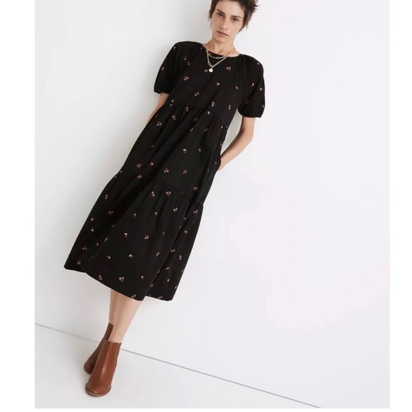 Madewell Short-Sleeve Cattail Tiered Dress in Amie Floral - Picture 1 of 5